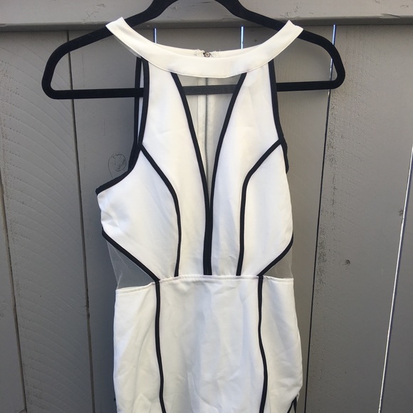 New Black & White Tobi stretch Midi Dress W/Mesh - Picture 7 of 8